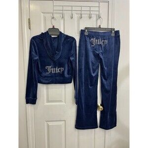 NWT Juicy Couture Tracksuit Size M Atlantis blue Hoodie Pants Set Medium
